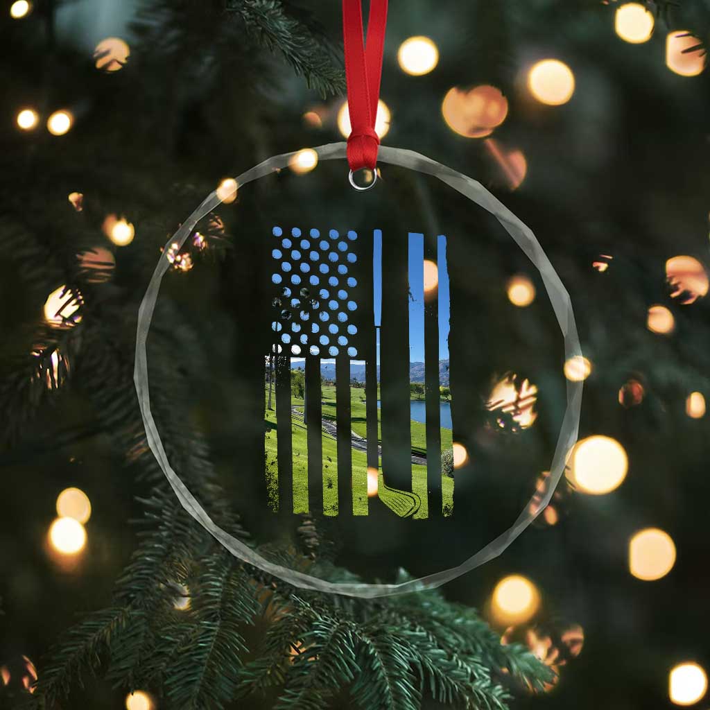 American Flag Golf Crystal Glass Ornament Golfer Funny Golf Club Golfing TS10 Print Your Wear