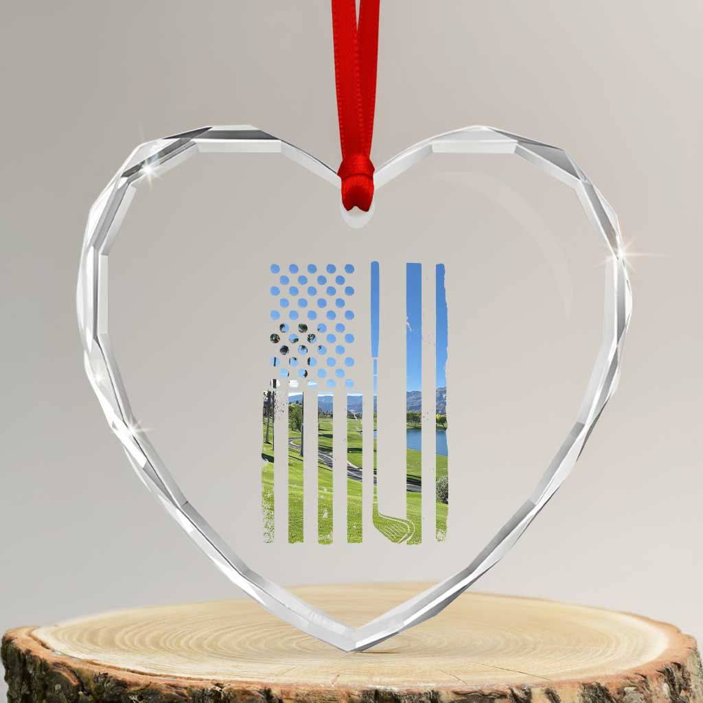 American Flag Golf Heart Crystal Glass Ornament Golfer Funny Golf Club Golfing TS10 Transparent Glass 3'' Heart Print Your Wear