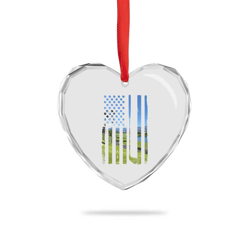 American Flag Golf Heart Crystal Glass Ornament Golfer Funny Golf Club Golfing TS10 Print Your Wear