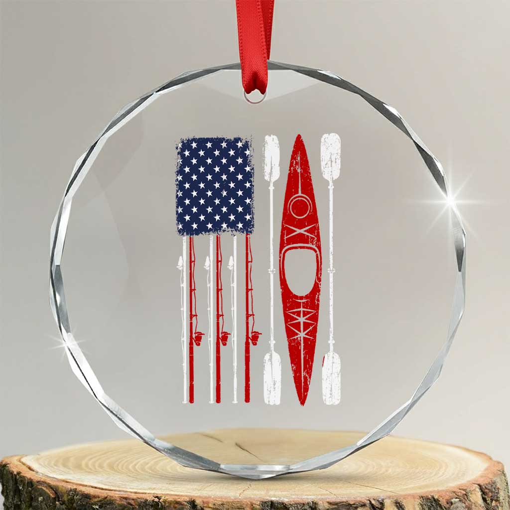 American Flag Kayak Fishing Graphic Crystal Glass Ornament Patriotic Kayaker Fisherman TS10 Transparent Glass 3'' Circle Print Your Wear