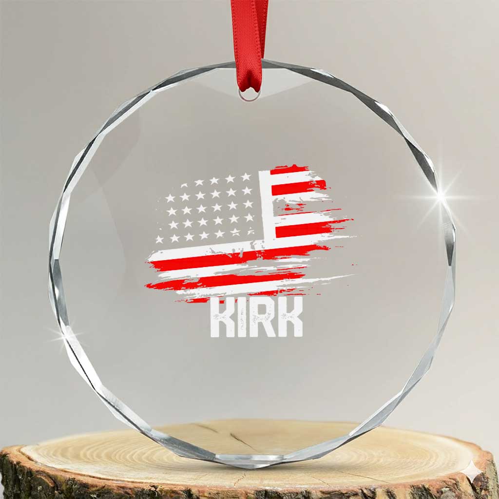American Flag Kirk Crystal Glass Ornament Distressed Patriotic Team Charlie Tribute TS02 Transparent Glass 3'' Circle Print Your Wear