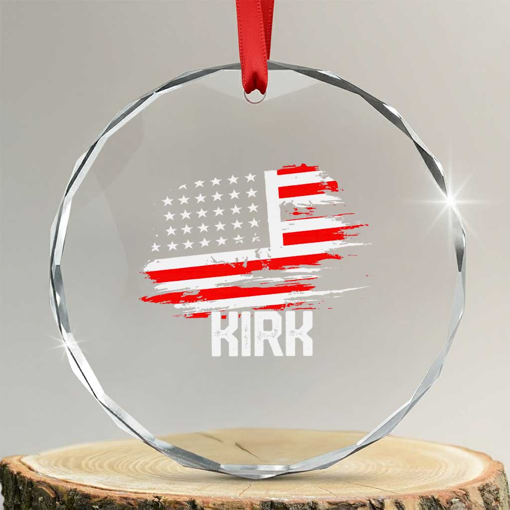 American Flag Kirk Crystal Glass Ornament Distressed Patriotic Team Charlie Tribute TS02 Transparent Glass 3'' Circle Print Your Wear