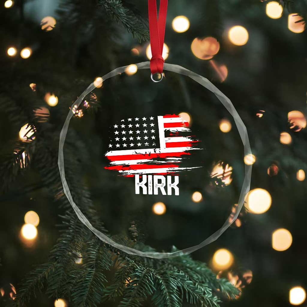 American Flag Kirk Crystal Glass Ornament Distressed Patriotic Team Charlie Tribute TS02 Print Your Wear