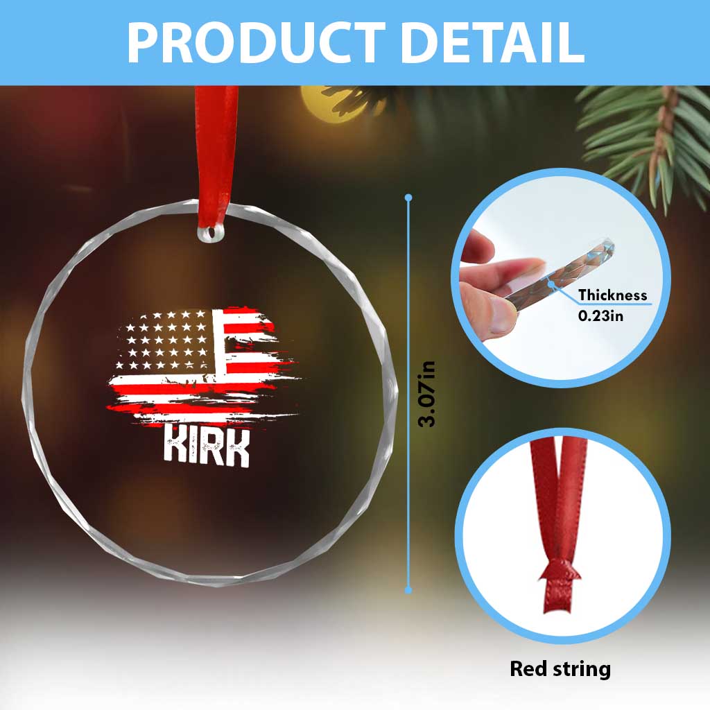 American Flag Kirk Crystal Glass Ornament Distressed Patriotic Team Charlie Tribute TS02 Print Your Wear
