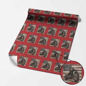 American Flag Motorcycle Wrapping Paper Roll Vintage Retro Biker USA 4th of July TS10 Red Print Your Wear