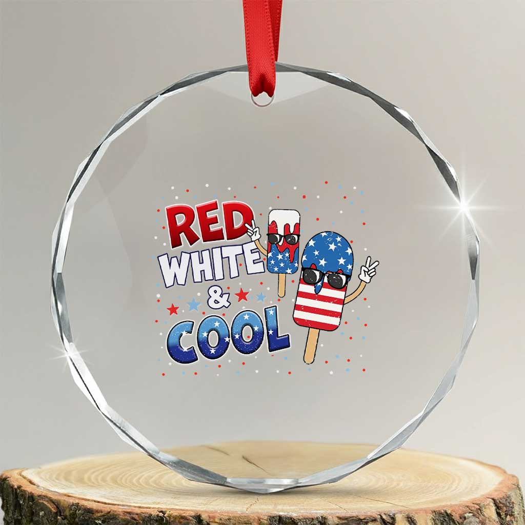 American Flag Popsicle Crystal Glass Ornament Red White And Cool TS12 Transparent Glass 3'' Circle Print Your Wear