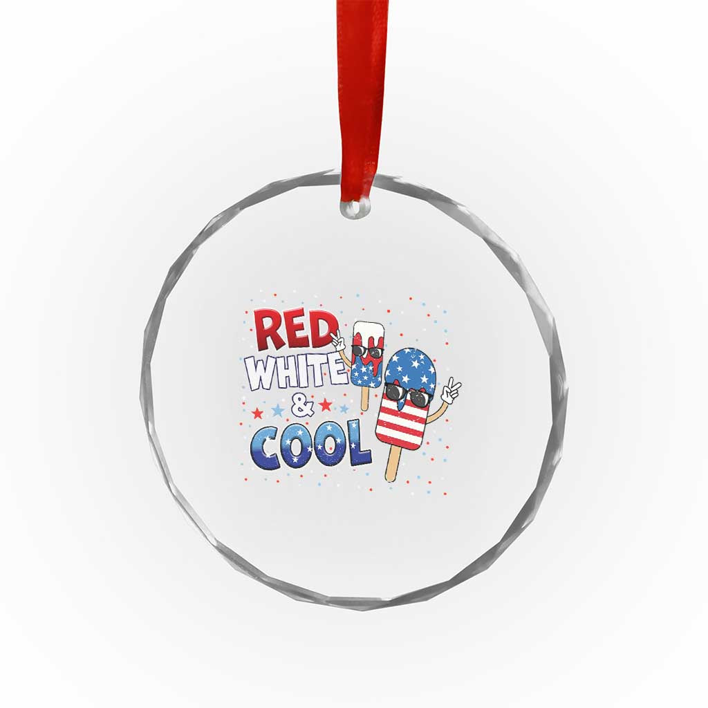 American Flag Popsicle Crystal Glass Ornament Red White And Cool