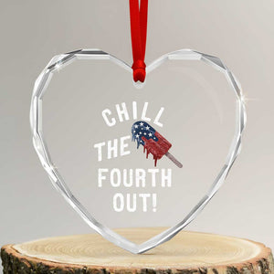 American Flag Popsicle Heart Crystal Glass Ornament Chill The Fourth Out