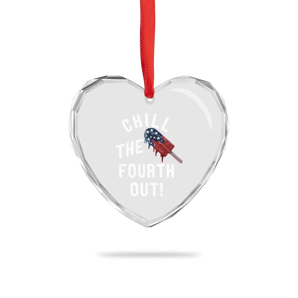 American Flag Popsicle Heart Crystal Glass Ornament Chill The Fourth Out