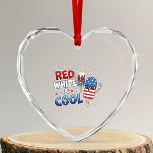 American Flag Popsicle Heart Crystal Glass Ornament Red White And Cool