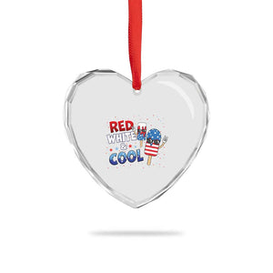 American Flag Popsicle Heart Crystal Glass Ornament Red White And Cool