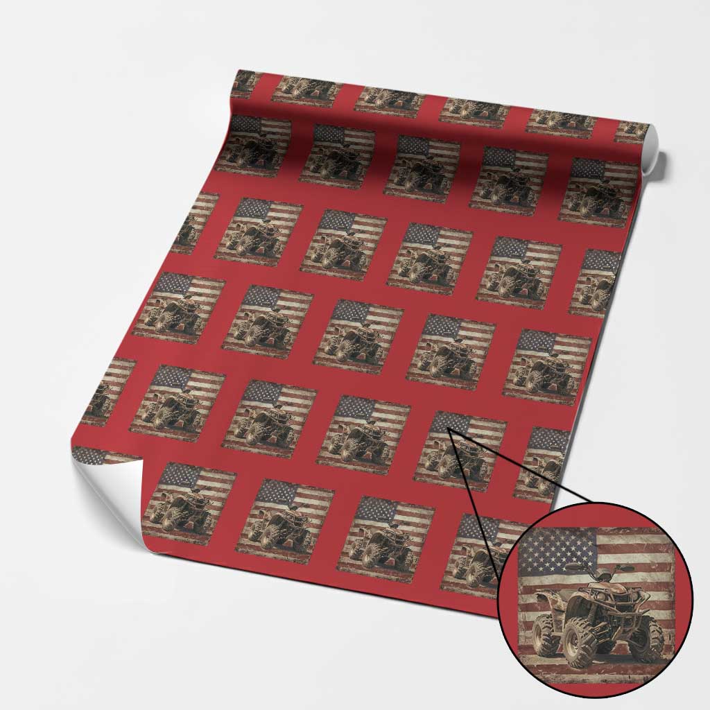 American Flag Quad 4 Wheeler Wrapping Paper Roll Vintage Retro Cool ATV Quadrider Off Road Clothing TS10 Red Print Your Wear