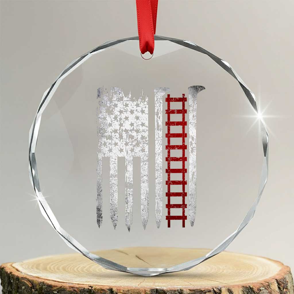 American Flag Railroad Crystal Glass Ornament Railway Workers Track Spike Graphic TS10 Transparent Glass 3'' Circle Print Your Wear