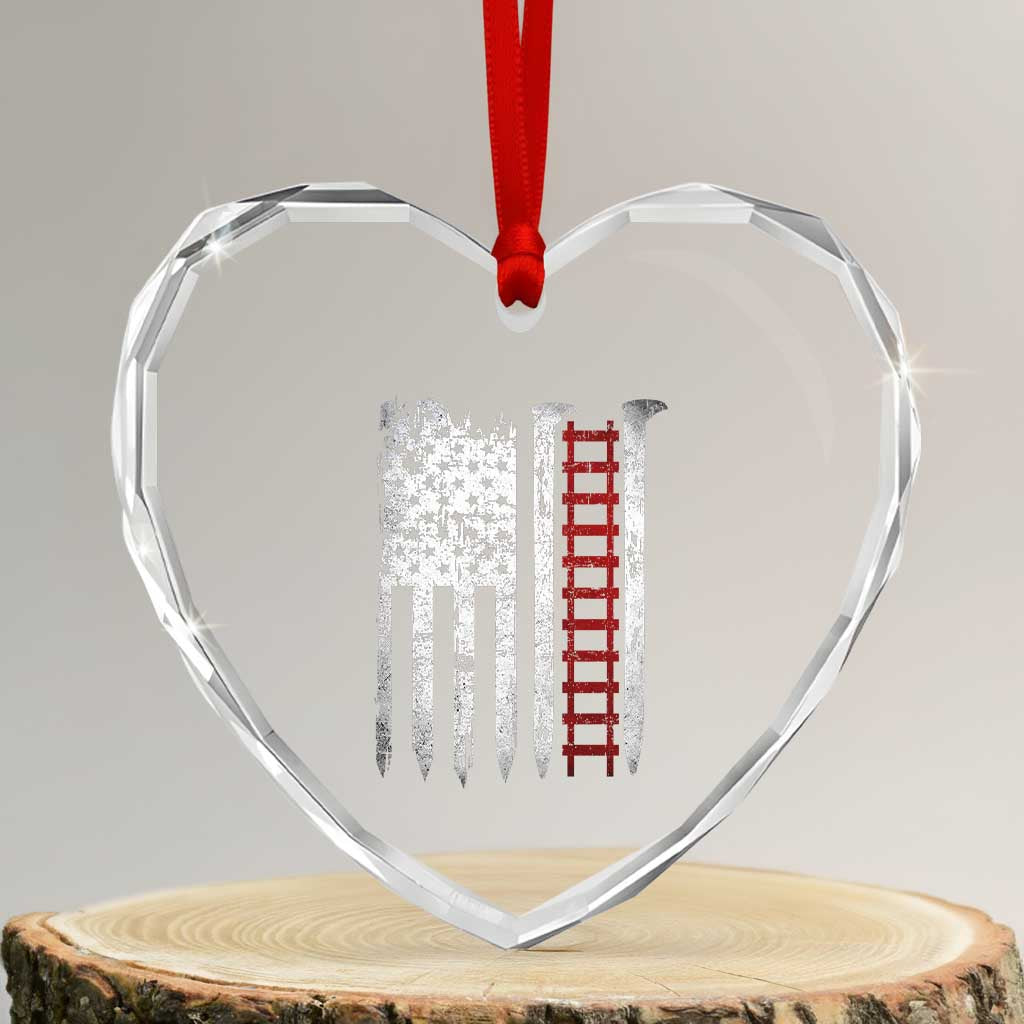 American Flag Railroad Heart Crystal Glass Ornament Railway Workers Track Spike Graphic TS10 Transparent Glass 3'' Heart Print Your Wear