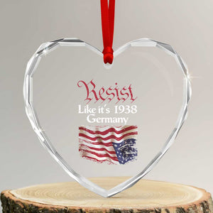 American Flag Resist Heart Crystal Glass Ornament Like It's 1938 Germany TS02 Transparent Glass 3'' Heart Print Your Wear