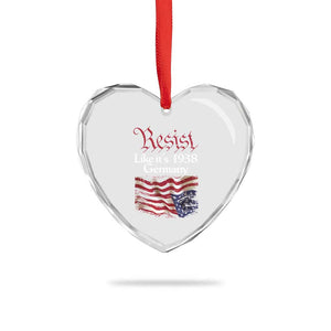 American Flag Resist Heart Crystal Glass Ornament Like It's 1938 Germany TS02 Print Your Wear