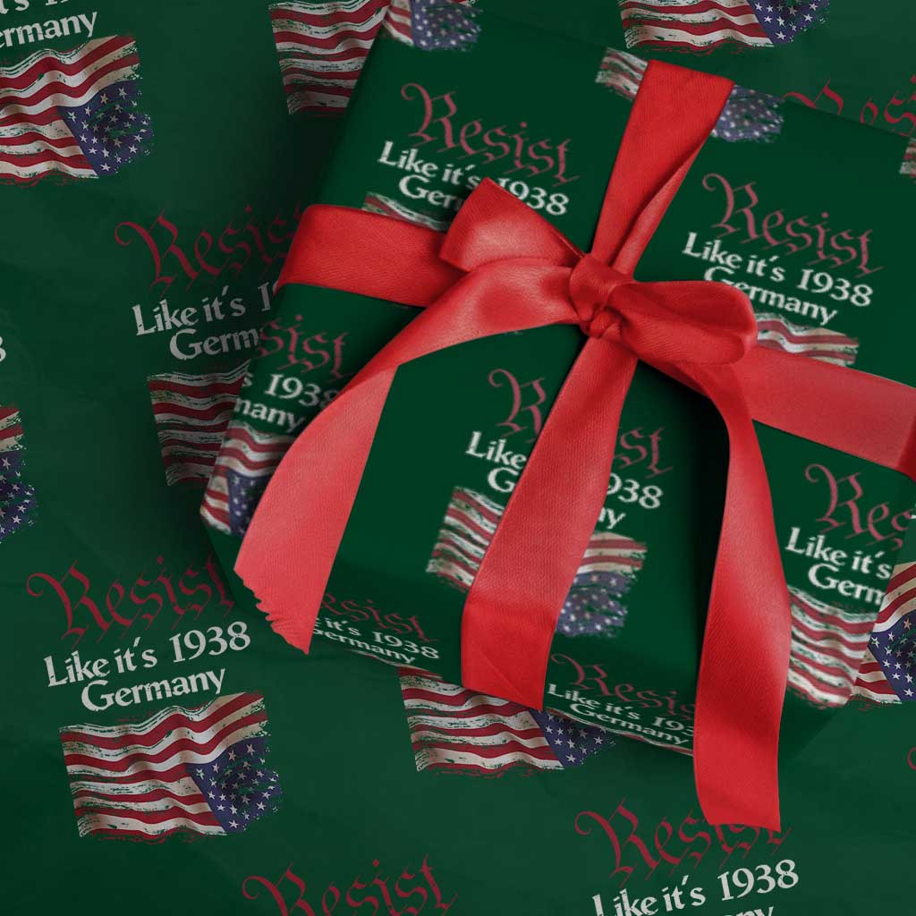 American Flag Resist Wrapping Paper Roll Like It's 1938 Germany TS02 Green Print Your Wear