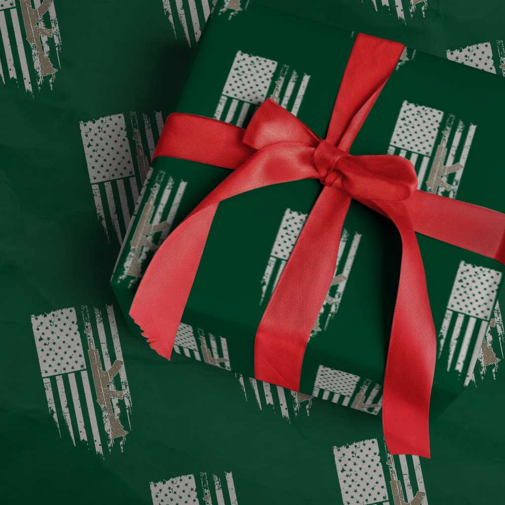 American Flag Second Amendment Wrapping Paper Roll Guns Weapons Rifles 2A Amendment Fathers Day US Flag TS02 Green Print Your Wear
