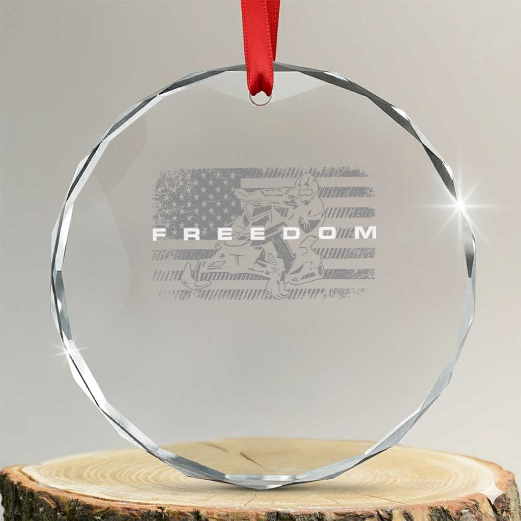 American Flag Snowmobile Freedom Winter Sport Crystal Glass Ornament TS11 Transparent Glass 3'' Circle Print Your Wear