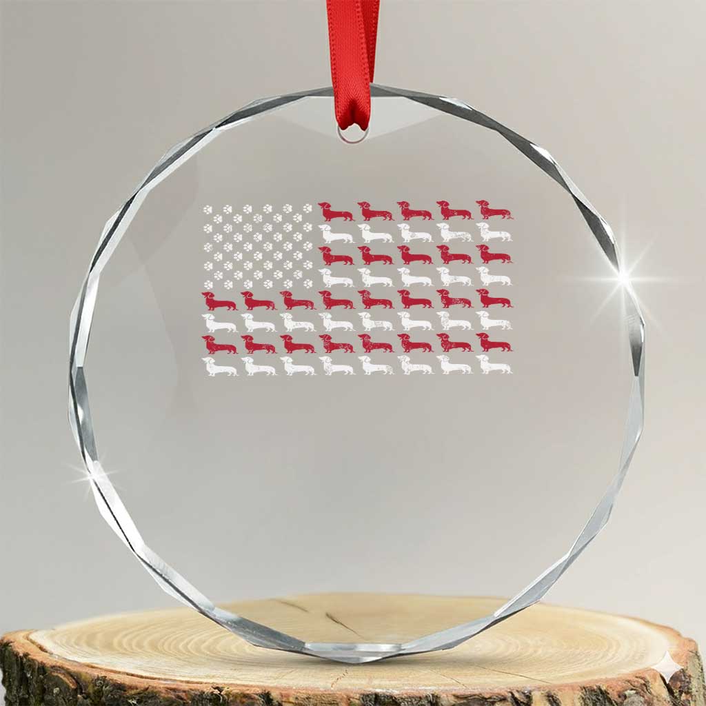 American Flag Vintage Patriotic Dachshund Dad Crystal Glass Ornament Weiner Dog Fathers Day Gifts For Dog Lovers Dad TS10 Transparent Glass 3'' Circle Print Your Wear