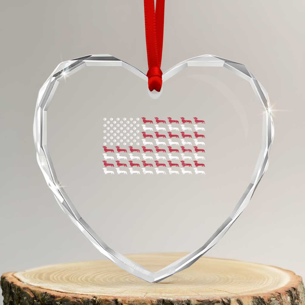 American Flag Vintage Patriotic Dachshund Dad Heart Crystal Glass Ornament Weiner Dog Fathers Day Gifts For Dog Lovers Dad TS10 Transparent Glass 3'' Heart Print Your Wear