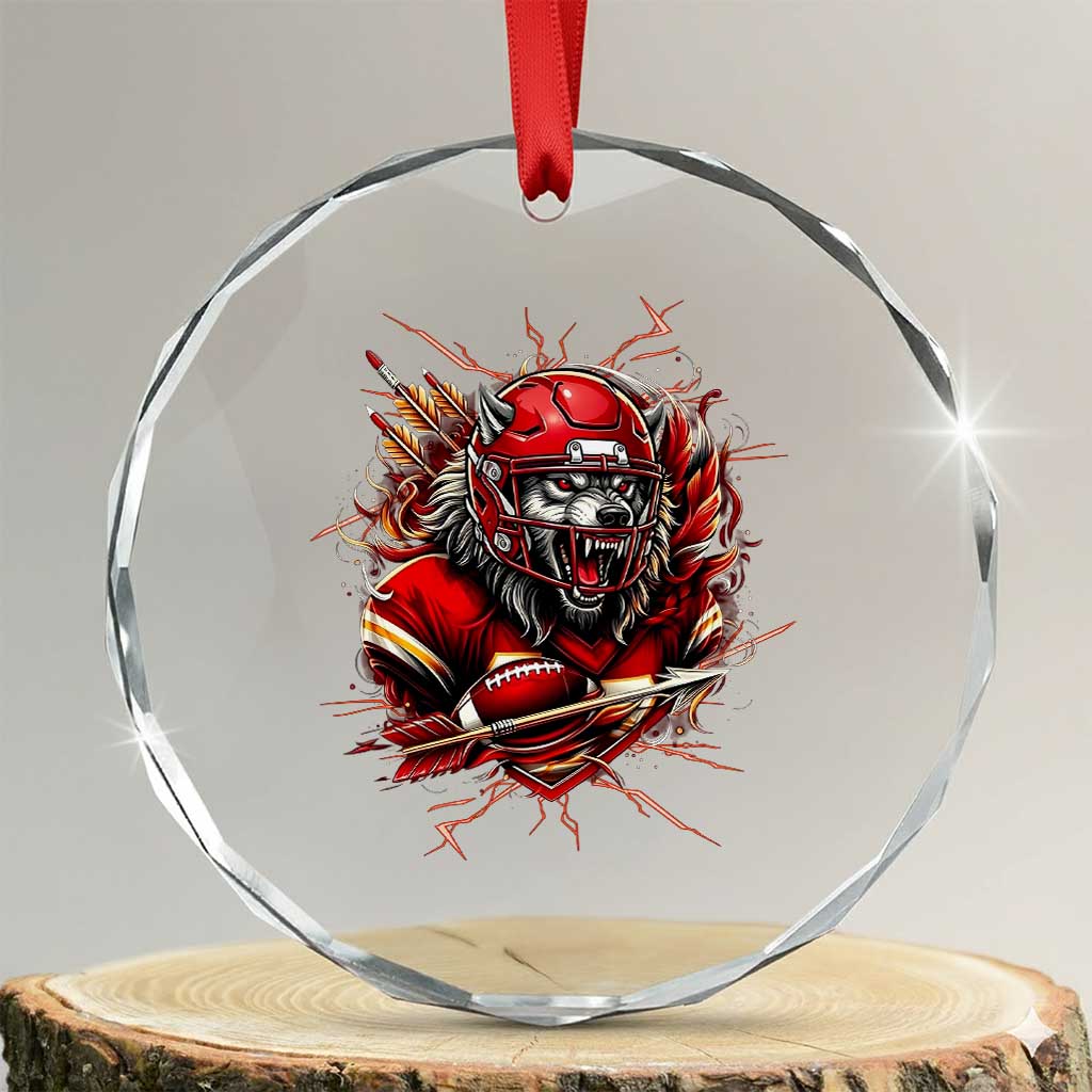 American Football Fan Wolf Spirit Crystal Glass Ornament Game Day Lifestyle TS12 Transparent Glass 3'' Circle Print Your Wear
