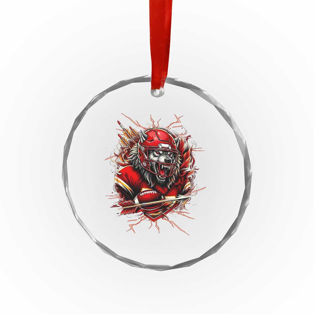 American Football Fan Wolf Spirit Crystal Glass Ornament Game Day Lifestyle TS12 Print Your Wear