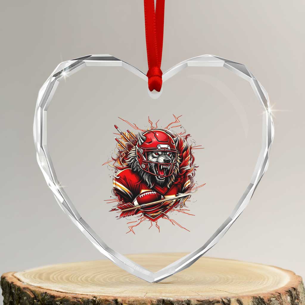 American Football Fan Wolf Spirit Heart Crystal Glass Ornament Game Day Lifestyle TS12 Transparent Glass 3'' Heart Print Your Wear