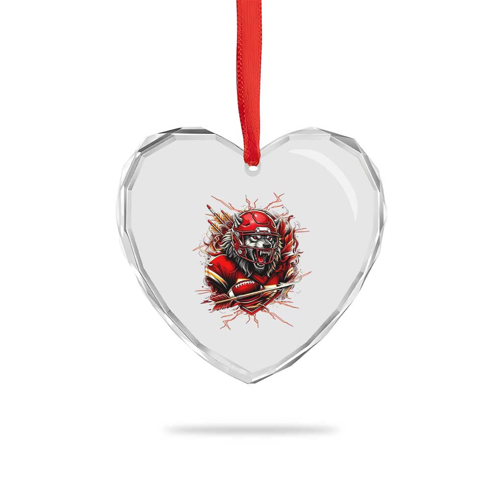 American Football Fan Wolf Spirit Heart Crystal Glass Ornament Game Day Lifestyle TS12 Print Your Wear