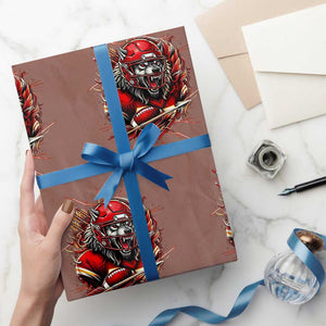American Football Fan Wolf Spirit Wrapping Paper Roll Game Day Lifestyle TS12 Mocha Print Your Wear