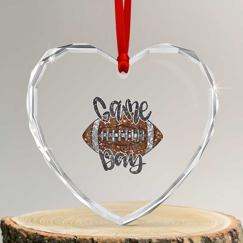 American Football Game Day Heart Crystal Glass Ornament Rugby Season TS02 Transparent Glass 3'' Heart Print Your Wear