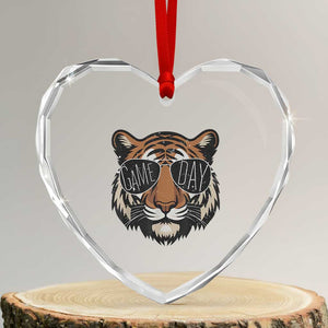 American Football Game Day Heart Crystal Glass Ornament Touchdown Season Cool Tiger TS02 Transparent Glass 3'' Heart Print Your Wear