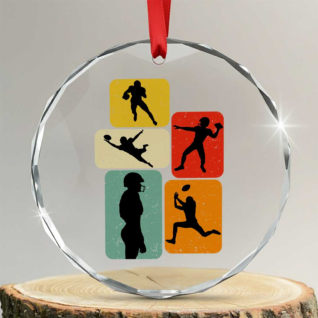 American Football Player Retro Vintage Sport Lover Crystal Glass Ornament TS11 Transparent Glass 3'' Circle Print Your Wear