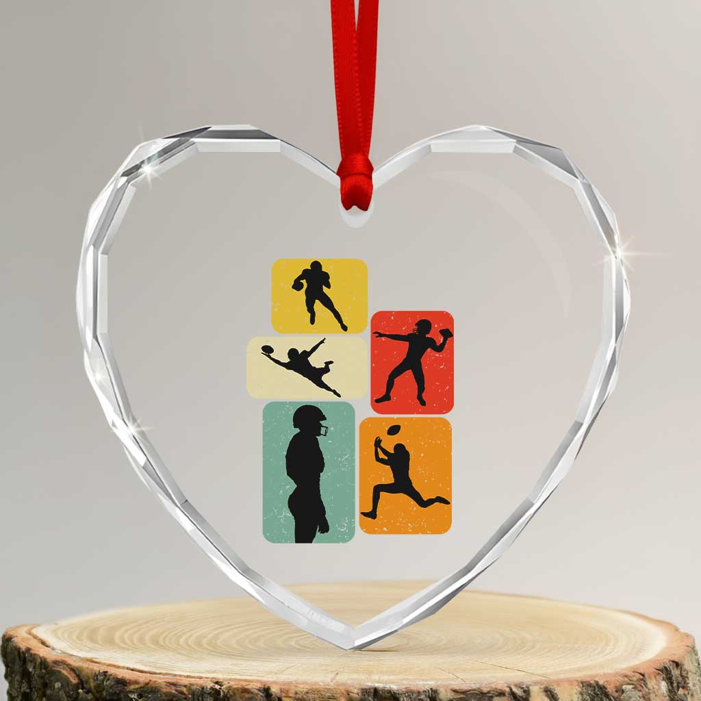 American Football Player Retro Vintage Sport Lover Heart Crystal Glass Ornament TS11 Transparent Glass 3'' Heart Print Your Wear