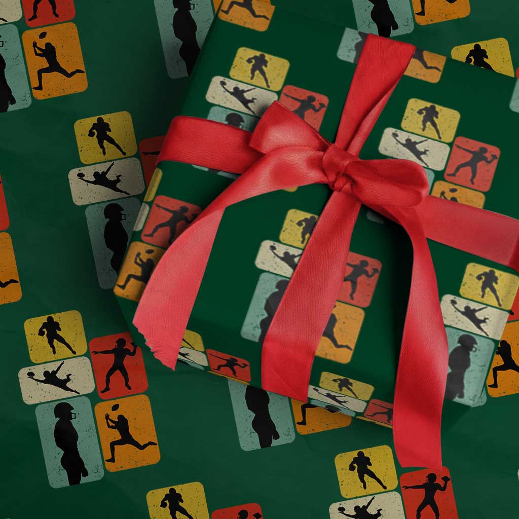 American Football Player Retro Vintage Sport Lover Wrapping Paper Roll TS11 Green Print Your Wear