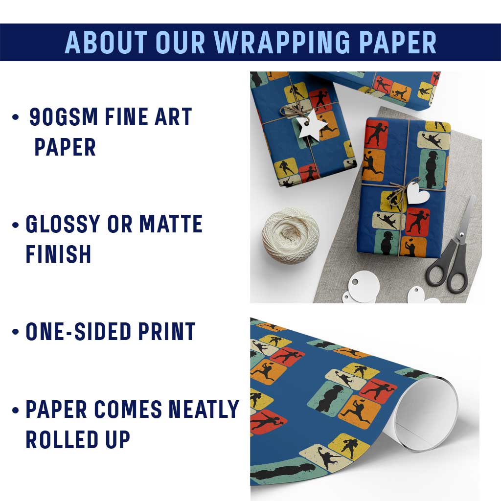American Football Player Retro Vintage Sport Lover Wrapping Paper Roll TS11 Print Your Wear