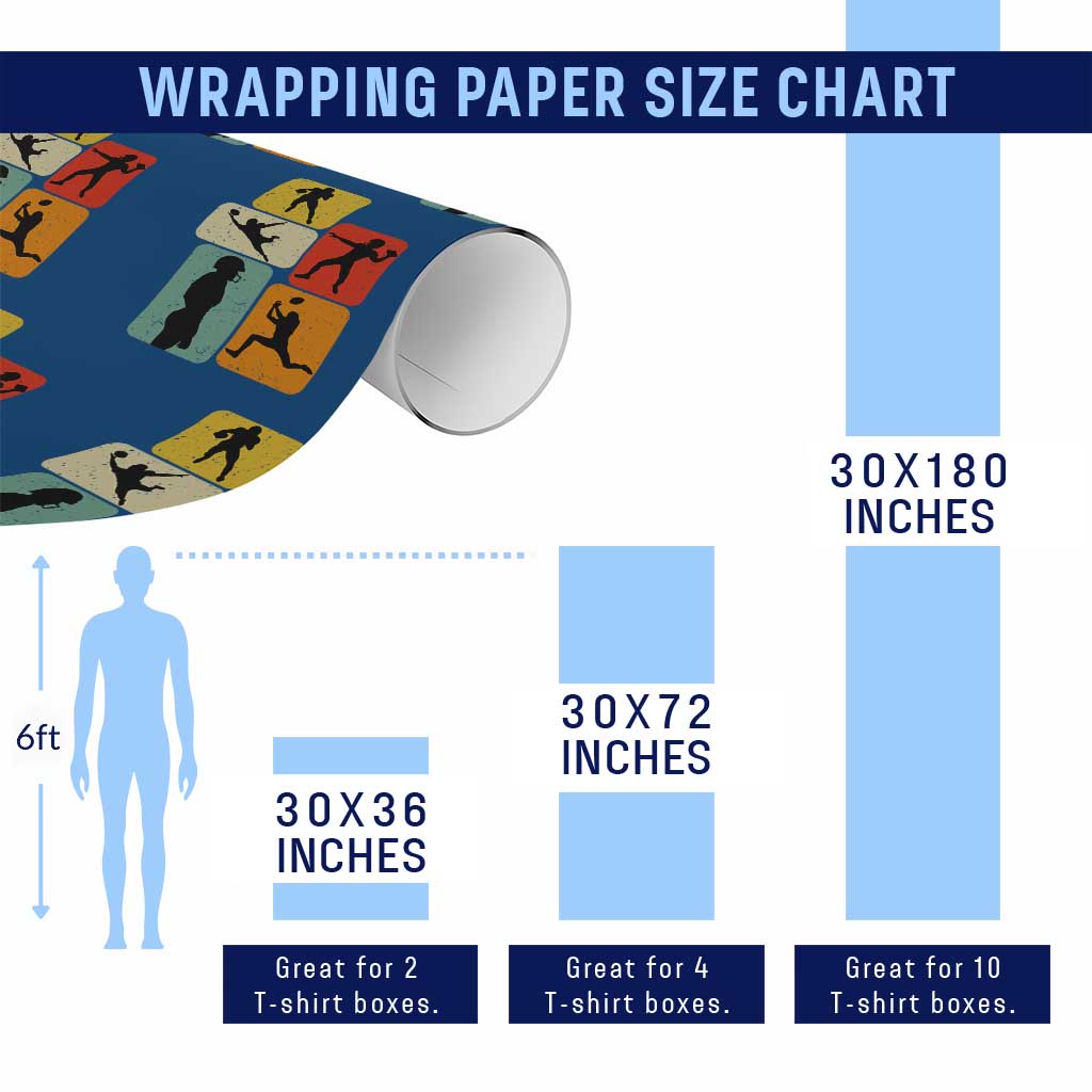 American Football Player Retro Vintage Sport Lover Wrapping Paper Roll TS11 Print Your Wear
