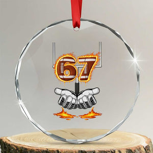 American Football Six Seven Meme Crystal Glass Ornament Fire Flame Drip TS12 Transparent Glass 3'' Circle Print Your Wear