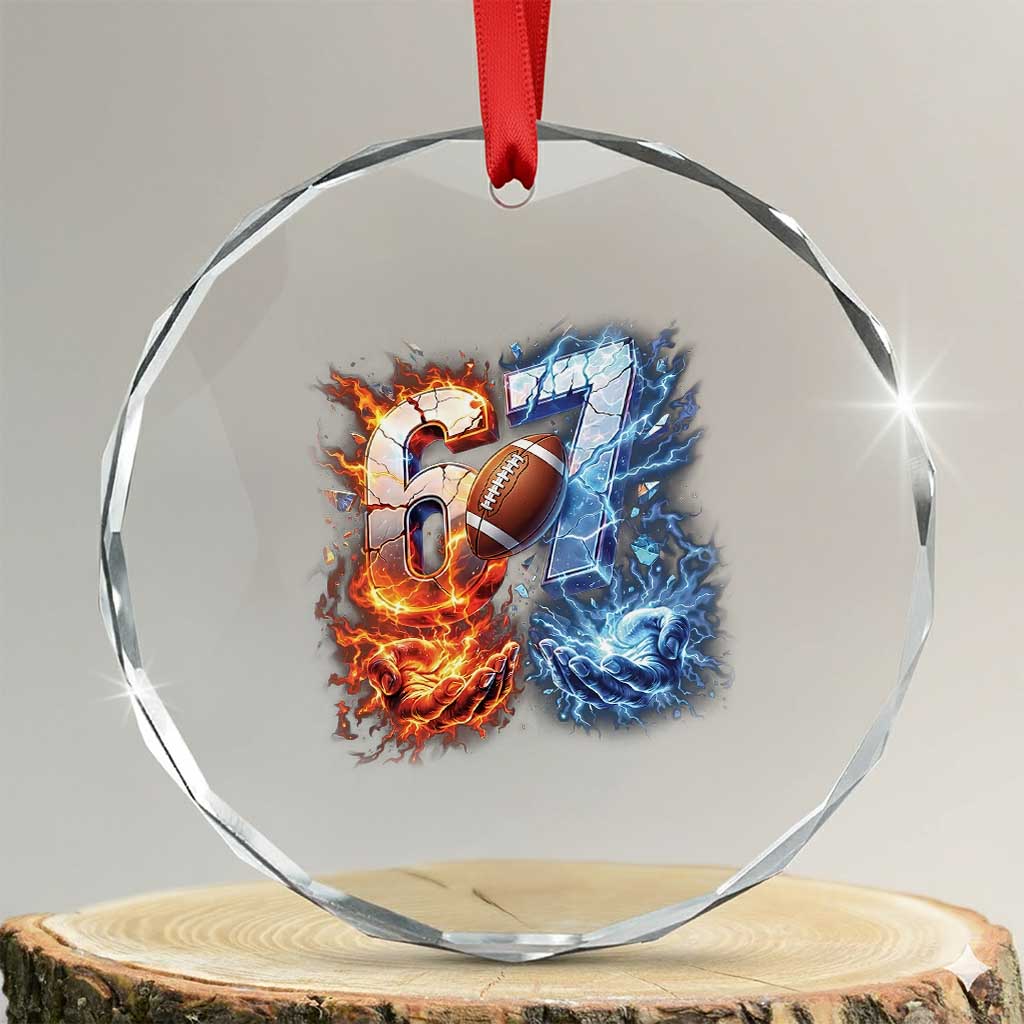 American Football Six Seven Meme Crystal Glass Ornament Funny Gen Alpha Slang Gift TS12 Transparent Glass 3'' Circle Print Your Wear