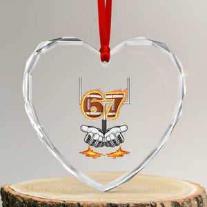 American Football Six Seven Meme Heart Crystal Glass Ornament Fire Flame Drip TS12 Transparent Glass 3'' Heart Print Your Wear