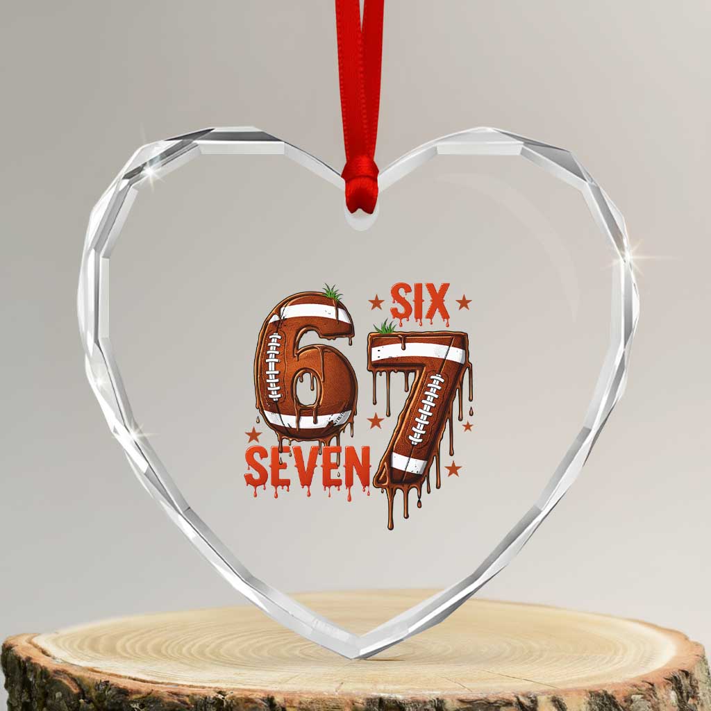 American Football Six Seven Meme Heart Crystal Glass Ornament Funny Gen Z Alpha Gift TS12 Transparent Glass 3'' Heart Print Your Wear