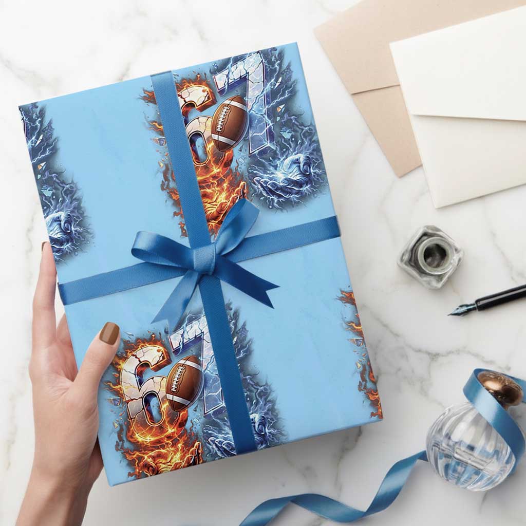 American Football Six Seven Meme Wrapping Paper Roll Funny Gen Alpha Slang Gift TS12 Light Blue Print Your Wear