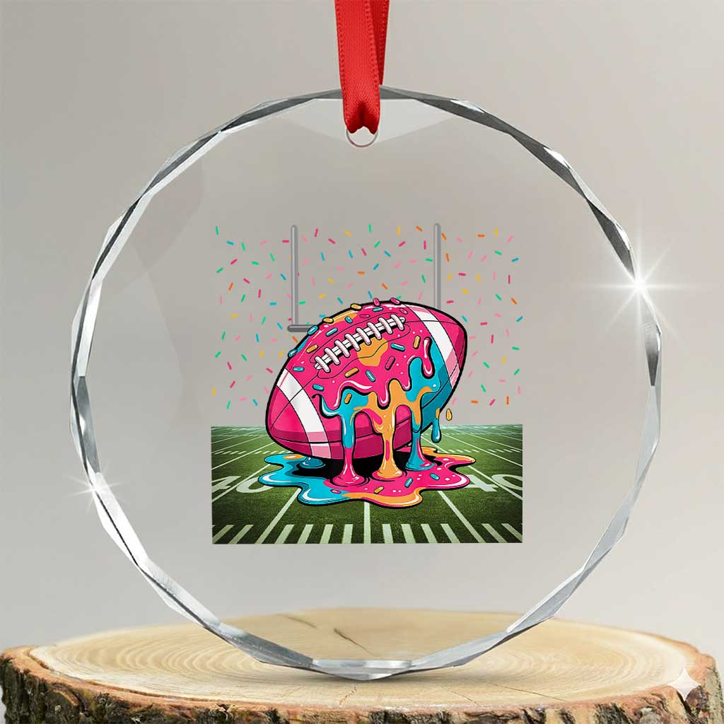 American Football Sprinkles Ice Cream Drip Field Goal Crystal Glass Ornament TS11 Transparent Glass 3'' Circle Print Your Wear