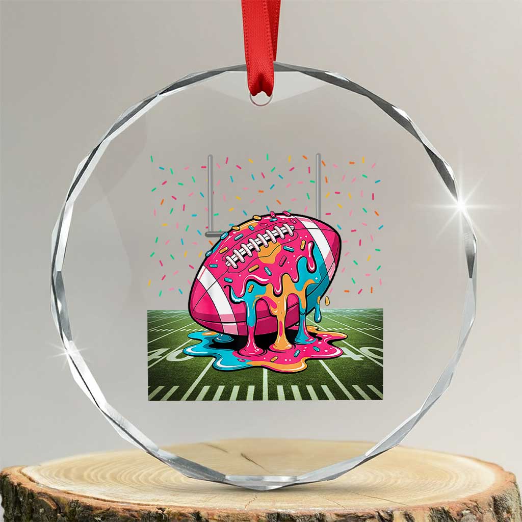 American Football Sprinkles Ice Cream Drip Field Goal Crystal Glass Ornament TS11 Transparent Glass 3'' Circle Print Your Wear
