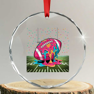 American Football Sprinkles Ice Cream Drip Field Goal Crystal Glass Ornament TS11 Transparent Glass 3'' Circle Print Your Wear