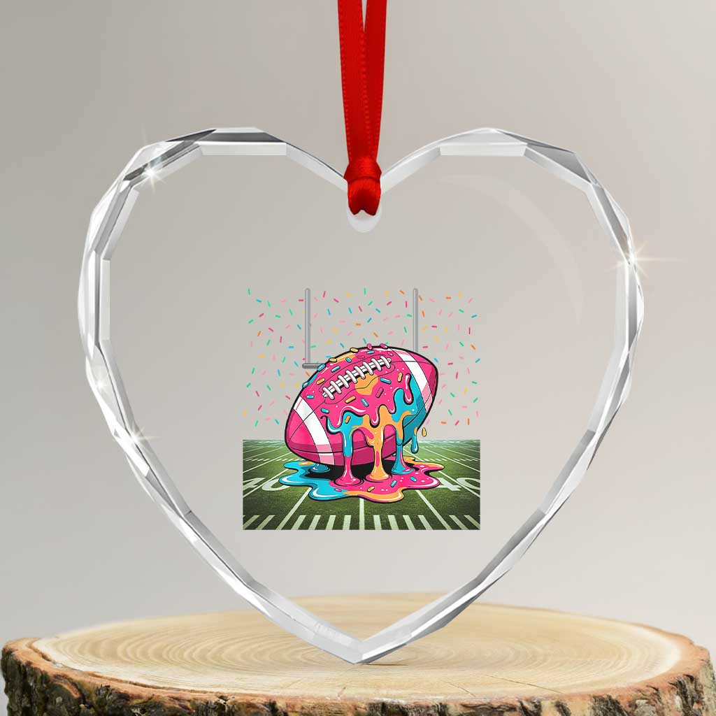 American Football Sprinkles Ice Cream Drip Field Goal Heart Crystal Glass Ornament TS11 Transparent Glass 3'' Heart Print Your Wear
