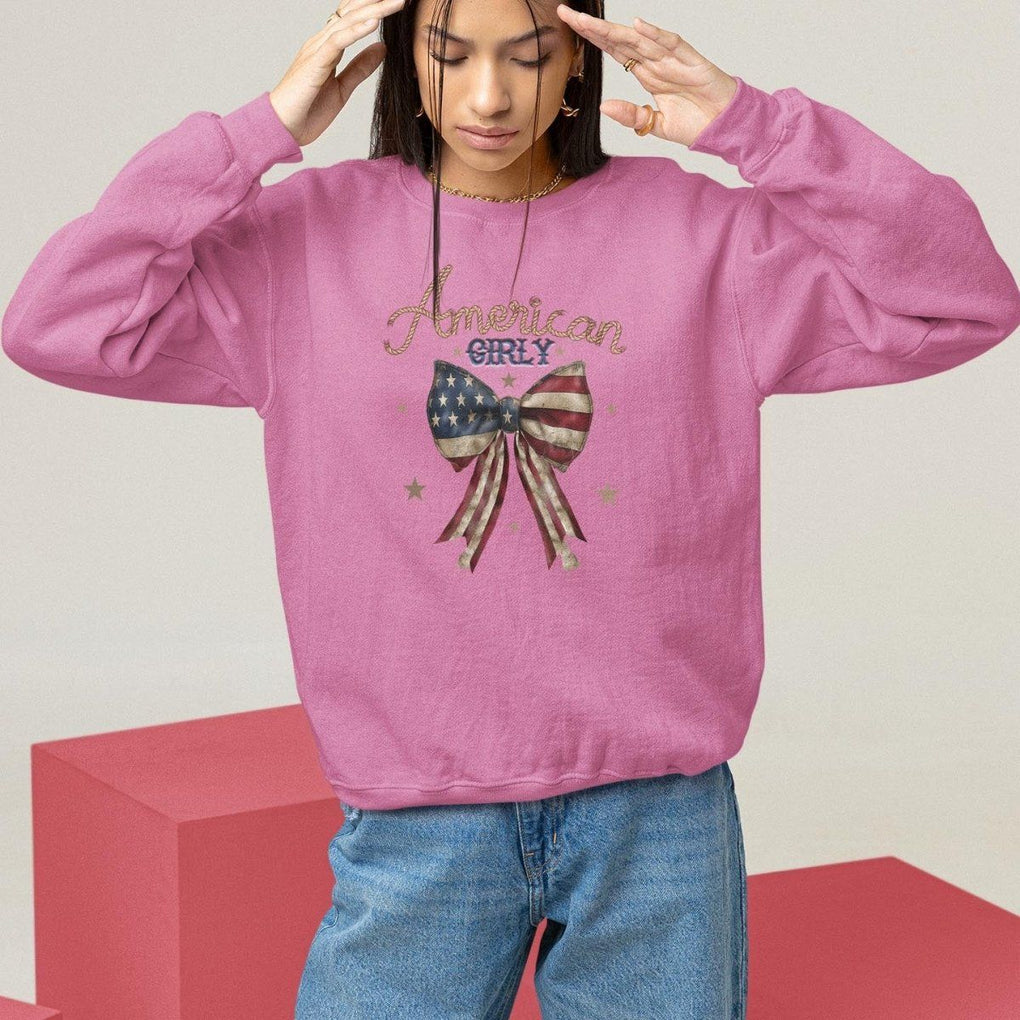 American Girly Sweatshirt Coquette Girl Vintage 4th Of July TS09 Azalea Print Your Wear