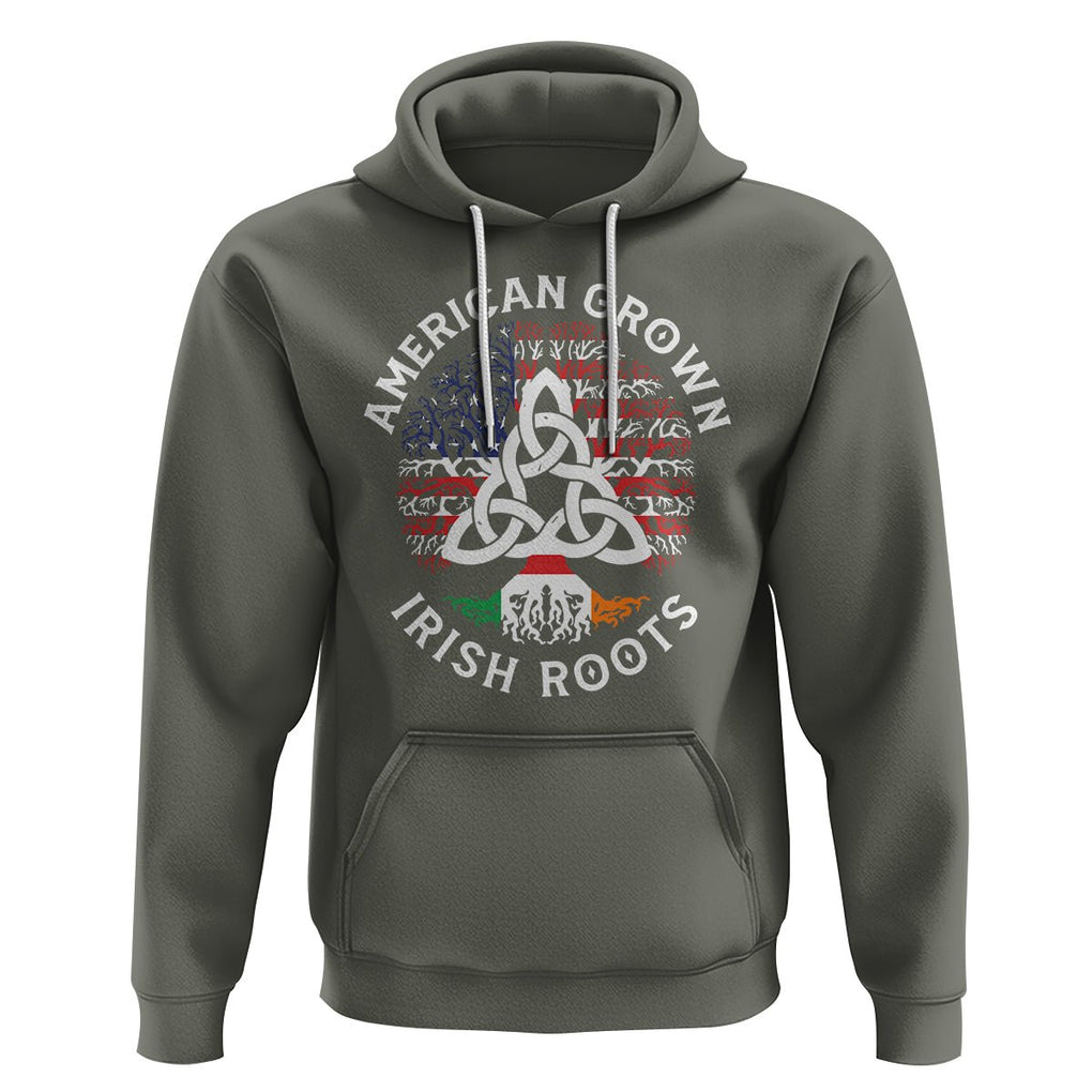 American Grown Irish Roots Ireland Flag Hoodie TS09 Military Green Printyourwear