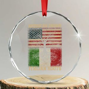 American Grown Italian Roots Crystal Glass Ornament USA Italy Flag Family Tree Italian TS10 Transparent Glass 3'' Circle Print Your Wear