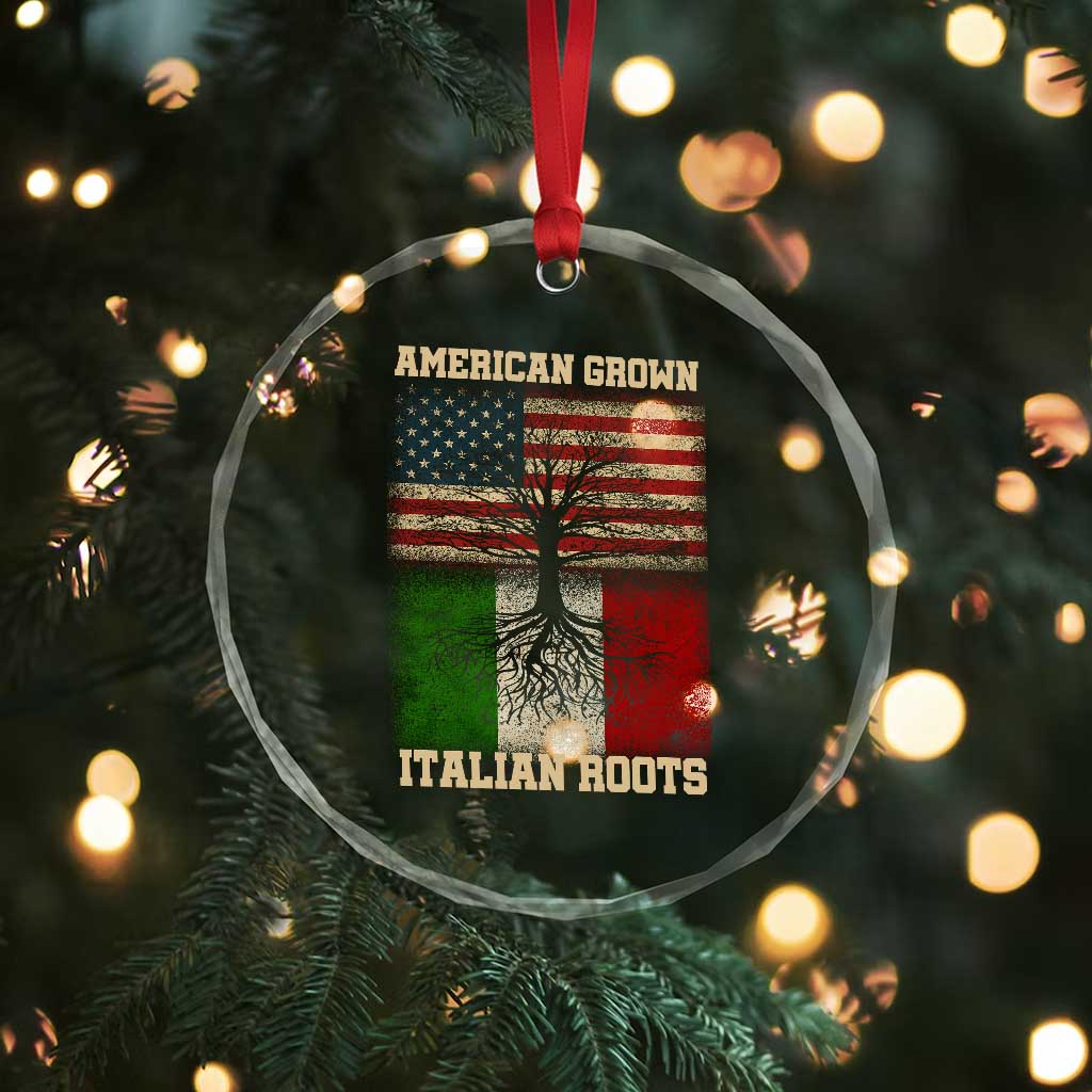 American Grown Italian Roots Crystal Glass Ornament USA Italy Flag Family Tree Italian TS10 Print Your Wear